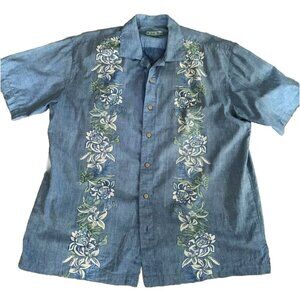 Batik Bay Surf Men’s Large Hawaiian Aloha Reversed Print Button Front SS Shirt